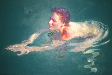 Royal Swim 30x45 Huge Original Painting - John Asaro Royal Swim 30x45 Huge Original Painting - John Asaro