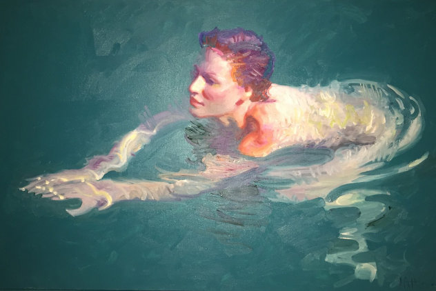 Royal Swim 30x45 - Huge Original Painting by John Asaro