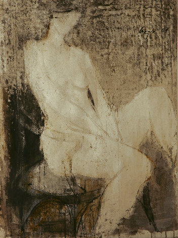 Untitled Nude 2001 19x14 Original Painting - Ashot Asatryan