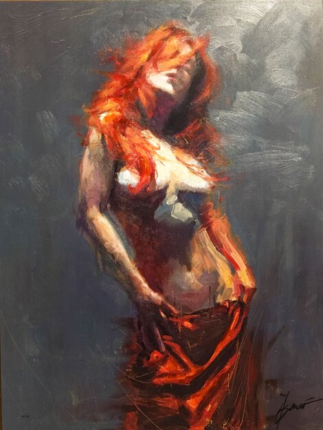 Fire AP- Huge - Signed Twice -  Framed Embellished on Canvas - Signed Twice Limited Edition Print - Henry Asencio