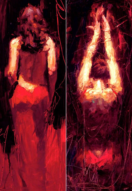 Passion Suite: Seduction and Surrender 2004 - Framed Set of 2 Embellished Limited Edition Print by Henry Asencio