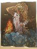 By the Fire Blue 2000 44x37 Huge Works on Paper (not prints) by Rita Asfour - 1
