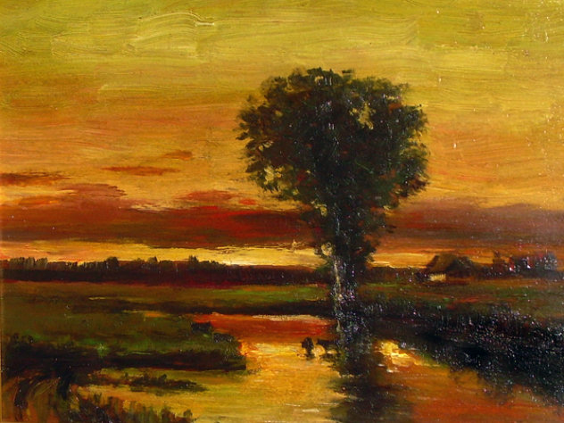 Golden Sunset 1983 16x21 Original Painting by  Ashot