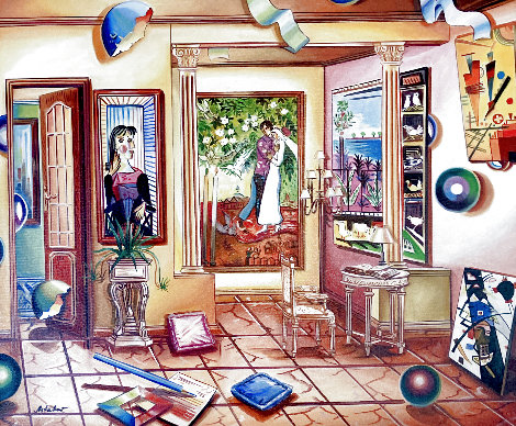 Untitled Interior Painting -  1998 27x31 Original Painting - Alexander Astahov