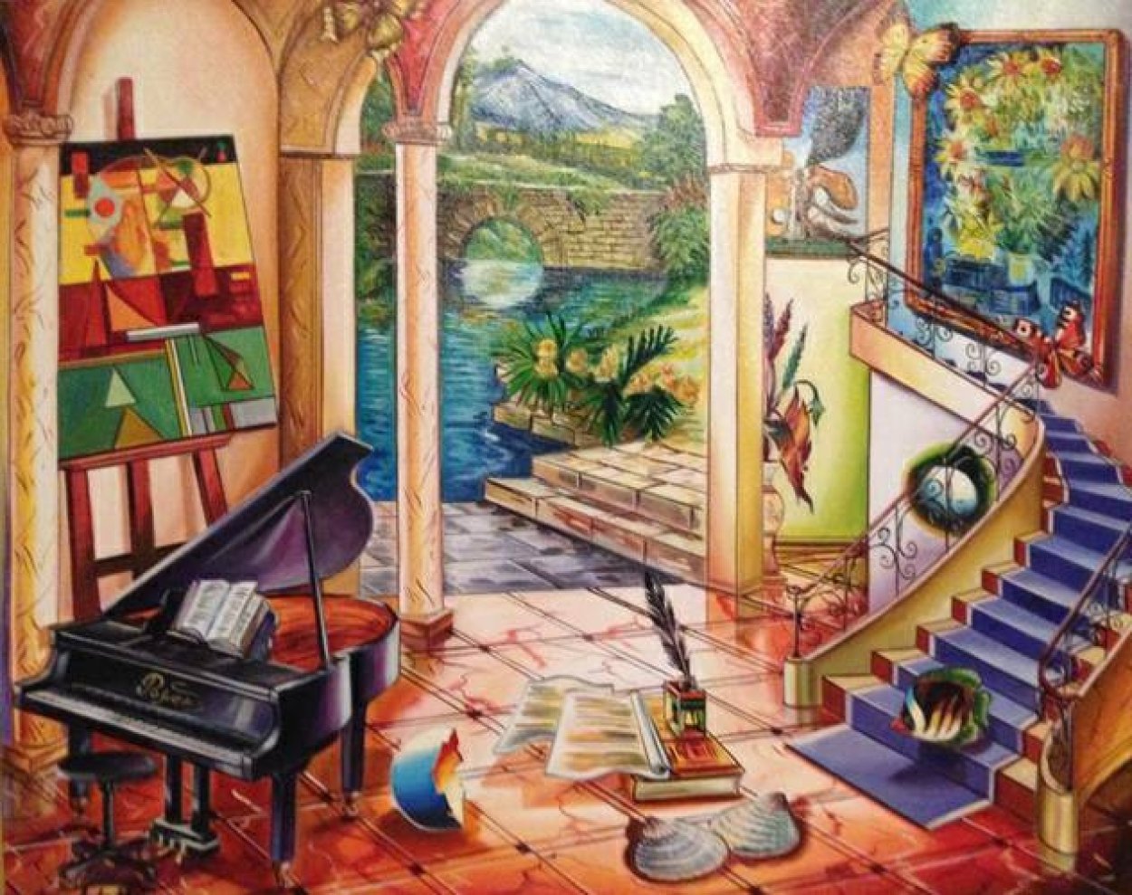 Untitled Staircase 2005 31x35 Original Painting by Alexander Astahov Untitled Staircase 2005 31x35 Original Painting by Alexander Astahov