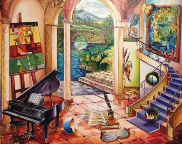 Untitled Staircase Original Painting - Alexander Astahov