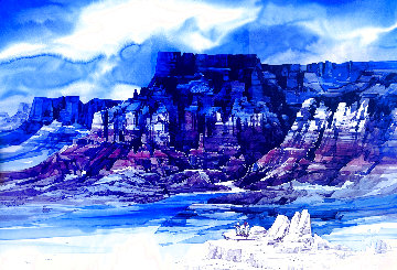 Untitled New Mexico Landscape Watercolor 36x44 Huge - Arizona Watercolor - Michael Atkinson