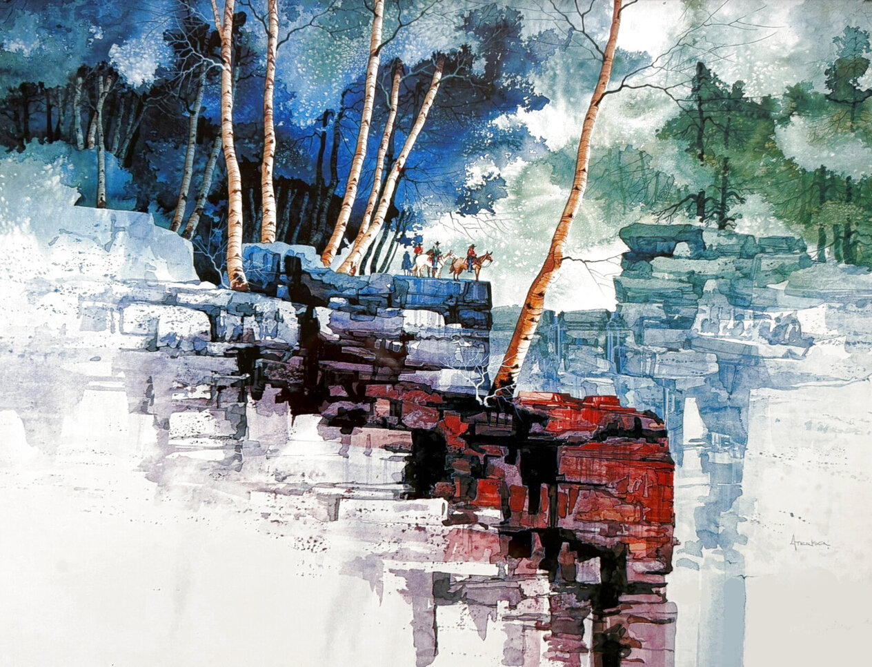 Untitled Desert Landscape 1996 Framed Lithograph 8x10 by Michael ...