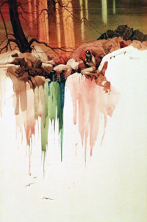 Untitled Painting 1980 41x31  Huge Original Painting - Michael Atkinson