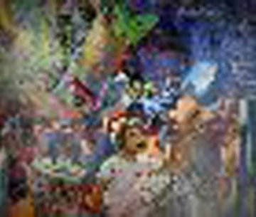 Jour Fe Fete 1977 72x52 Super Huge Original Painting - Daniel Authouart Jour Fe Fete 1977 72x52 Super Huge Original Painting - Daniel Authouart