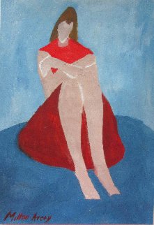 Portrait of a Crouched Woman 10x7 Works on Paper (not prints) - Milton Avery Portrait of a Crouched Woman 10x7 Works on Paper (not prints) - Milton Avery