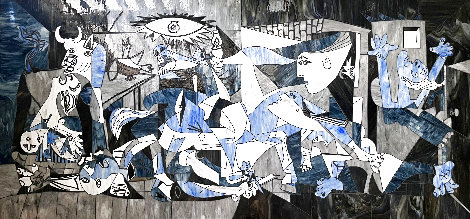 Homage to Picasso: Guernica Unique Stained Glass Mosaic 48x95 - Huge Mural Size Installation - Mauri and Andrea Aybar and Castiglione