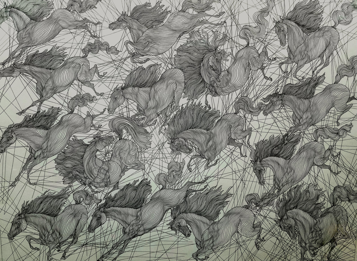 Esquisse Pour Bittan Quinze Chevaux Drawing 2005 26x31 Drawing by Guillaume Azoulay Esquisse Pour Bittan Quinze Chevaux Drawing 2005 26x31 Drawing by Guillaume Azoulay