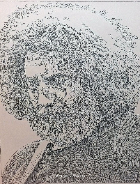 Jerry Garcia Drawing 2016 18x16 Drawing by Guillaume Azoulay