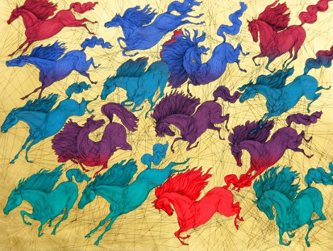 Quinze Chevaux 2005 Remarque - Huge Limited Edition Print - Guillaume Azoulay