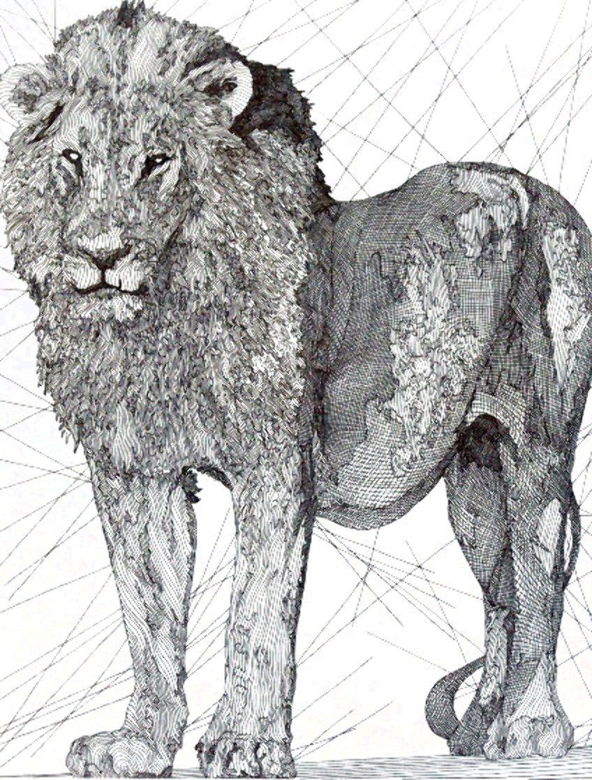 Le Lion Etching 18x14 by Guillaume Azoulay