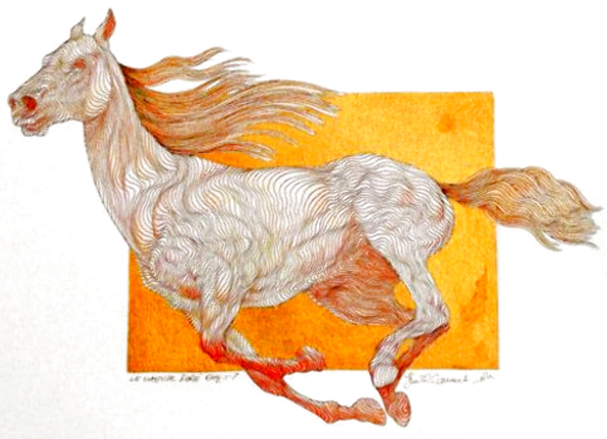 Le Cheval Dore Drawing 2008 16x17 Works on Paper (not prints) by Guillaume Azoulay