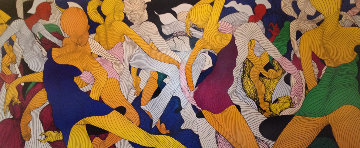 Escale Oil on Wood 1987 78x36 Super Huge Mural Original Painting - Guillaume Azoulay Escale Oil on Wood 1987 78x36 Super Huge Mural Original Painting - Guillaume Azoulay
