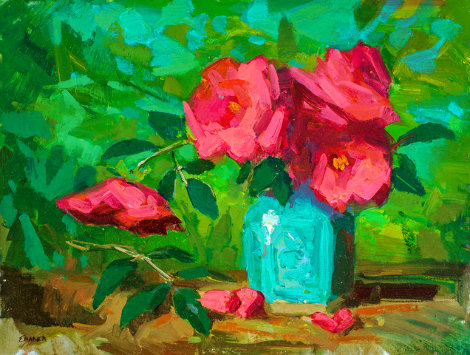 Red Rose Harmony 2014 16x20 Original Painting - Ernie Baber