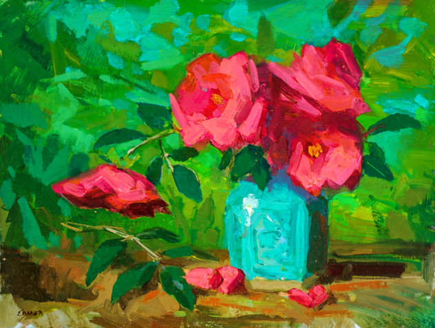 Red Rose Harmony 2014 16x20 Original Painting by Ernie Baber