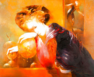 La Reveuse 2006 26x31 Original Painting - Anne Bachelier La Reveuse 2006 26x31 Original Painting - Anne Bachelier