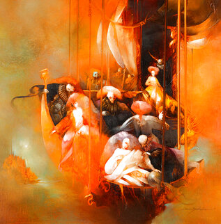 Quand Il Faudra Partir 2006 22x22 Original Painting - Anne Bachelier Quand Il Faudra Partir 2006 22x22 Original Painting - Anne Bachelier