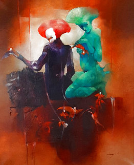 Pourquoi Desirez-Vous Les Deranger? 2001 43x36 Huge Original Painting - Anne Bachelier Pourquoi Desirez-Vous Les Deranger? 2001 43x36 Huge Original Painting - Anne Bachelier