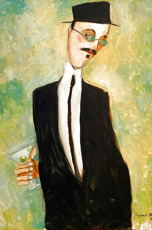Man With Martini 1993 36x24 Original Painting - Clifford Bailey