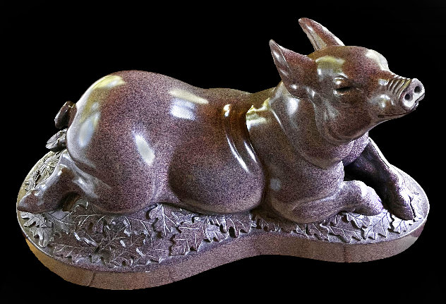 Pig  Bronze Sculpture 1999 36 in Sculpture by Gerald Balciar