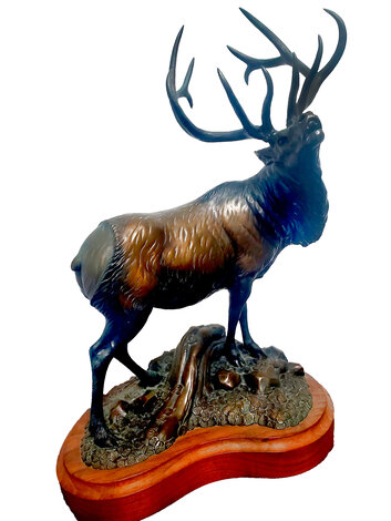 Elk Bronze Sculpture 1985 18 in Sculpture - Gerald Balciar