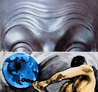 Eyebrows Furrowed Foreheads Figure With Globe 2009 Limited Edition Print - John Anthony Baldessari Eyebrows Furrowed Foreheads Figure With Globe 2009 Limited Edition Print - John Anthony Baldessari