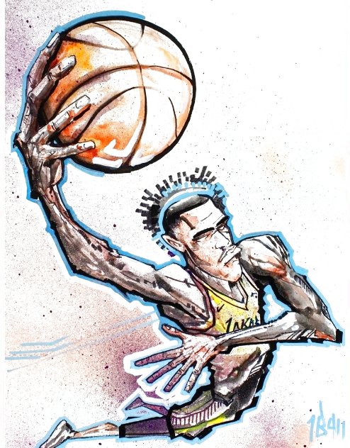 Lonzo Ball - Lakers - Hand Signed by Alonzo 2019 Embellished Limited Edition Print by Johnathan Ball