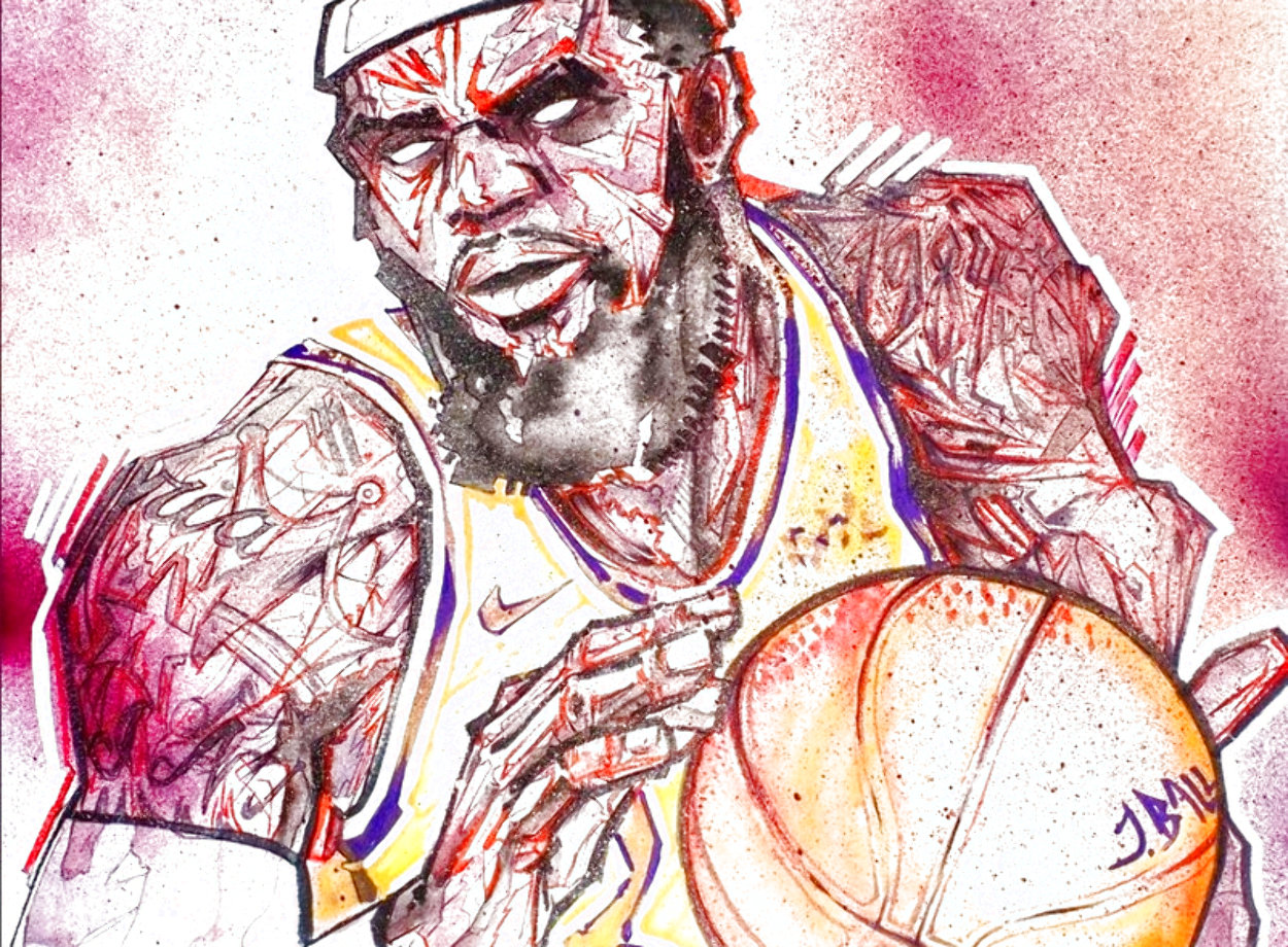 Lebron James 2019 Embellished  Limited Edition Print by Johnathan Ball