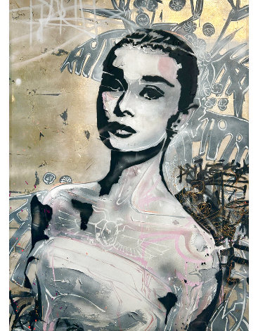 Audrey 51x36 - Huge - Audrey Hepburn Original Painting - Johnathan Ball