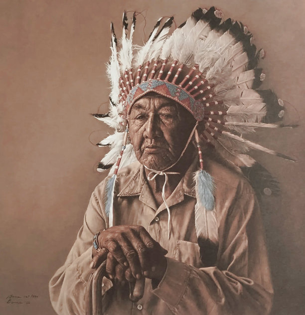 Old Arapahoe Story Teller 1980 Limited Edition Print by James Bama