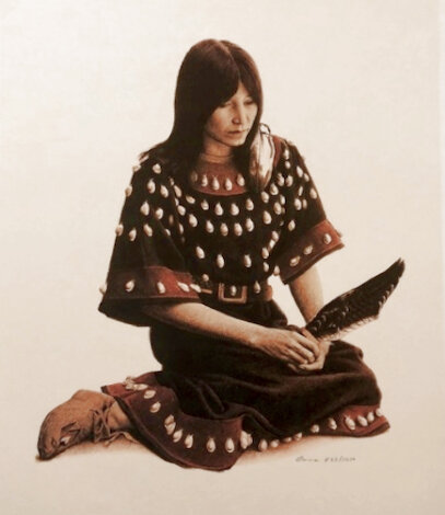 Sioux Indian with Eagle Feather 1982 Limited Edition Print - James Bama