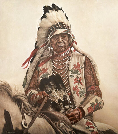 Oldest Living Crow Indian 1981 Limited Edition Print - James Bama