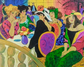 Brunch At the Plaza Watercolor 1974 28x32 Watercolor - Marcia Banks Brunch At the Plaza Watercolor 1974 28x32 Watercolor - Marcia Banks