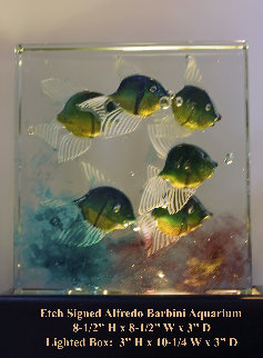 6 Fish Swimming Glass Sculpture Sculpture - Alfredo Barbini