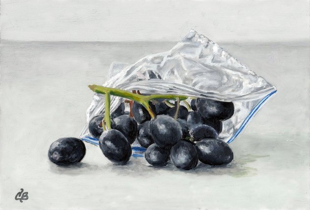 A Baggie of Grapes 2016 11x9 Original Painting by Camille Barnes