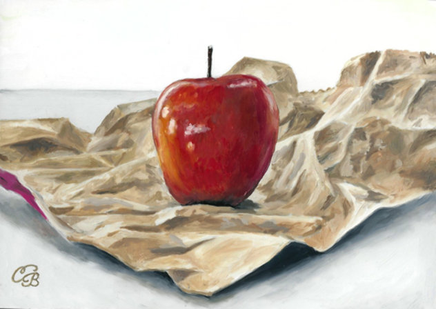 Bag an Apple 7x9 Original Painting by Camille Barnes
