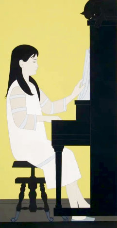 Girl at Piano 1973 HS - Huge Limited Edition Print - Will Barnet
