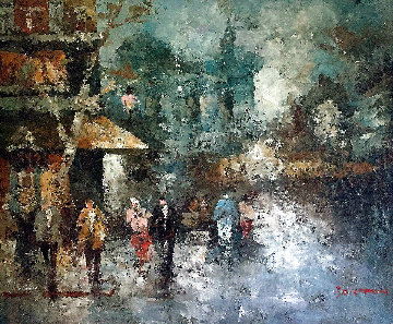 Untitled Cityscape 28x32 Original Painting - Edward Barton Untitled Cityscape 28x32 Original Painting - Edward Barton