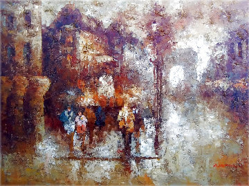 Untitled Parisian Street Scene 37x47 Super Huge Original Painting - Edward Barton Untitled Parisian Street Scene 37x47 Super Huge Original Painting - Edward Barton