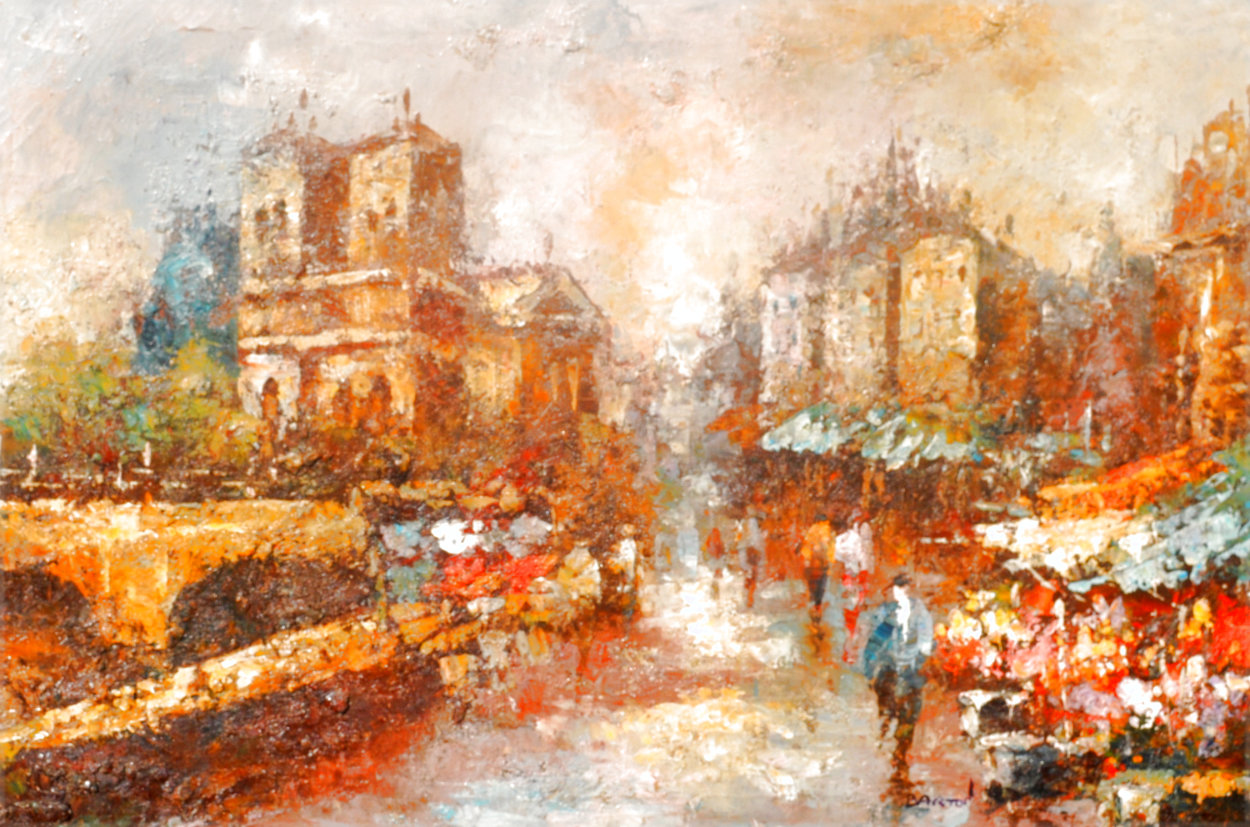 Untitled Parisian Cityscape 1946 42x31 Original Painting by Edward Barton