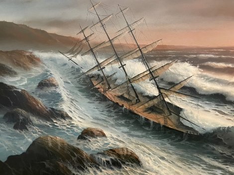 Untitled Seascape 22x53 - Huge Original Painting - Edward Barton