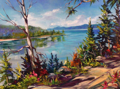 Tahoe 2006 23x32 - Wavy Frame - California Original Painting - Steve Barton
