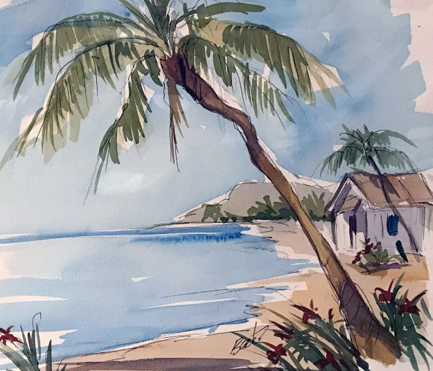 Untitled Watercolor 23x26 Florida Watercolor - Steve Barton