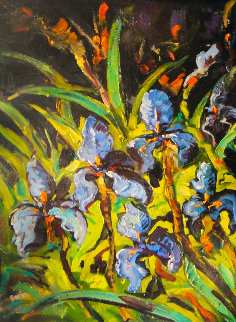 Irises 2008 52x42 Super Huge Original Painting - Steve Barton Irises 2008 52x42 Super Huge Original Painting - Steve Barton