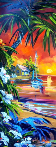 Sunset Beach 2015 42x22 -  Wavy Frame - Huge Original Painting - Steve Barton